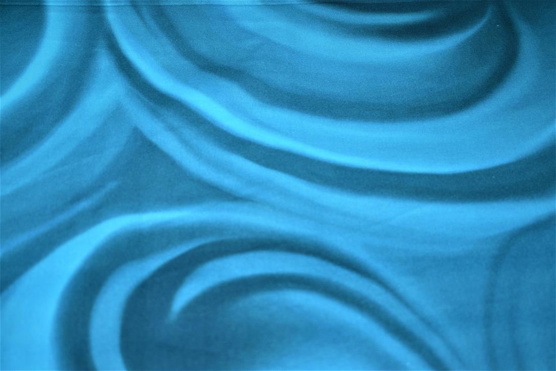 Turquoise & Navy Printed 100% Cotton Fabric