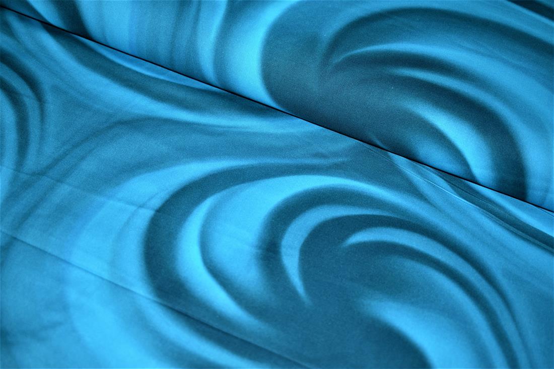 Turquoise & Navy Printed 100% Cotton Fabric