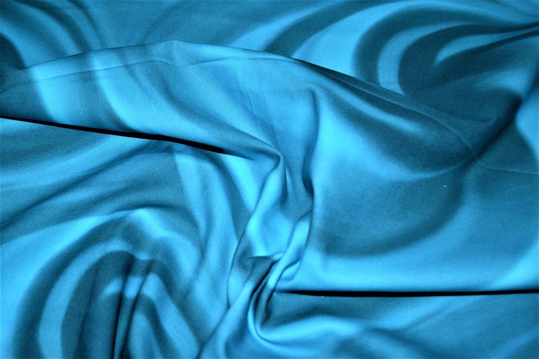 Turquoise & Navy Printed 100% Cotton Fabric