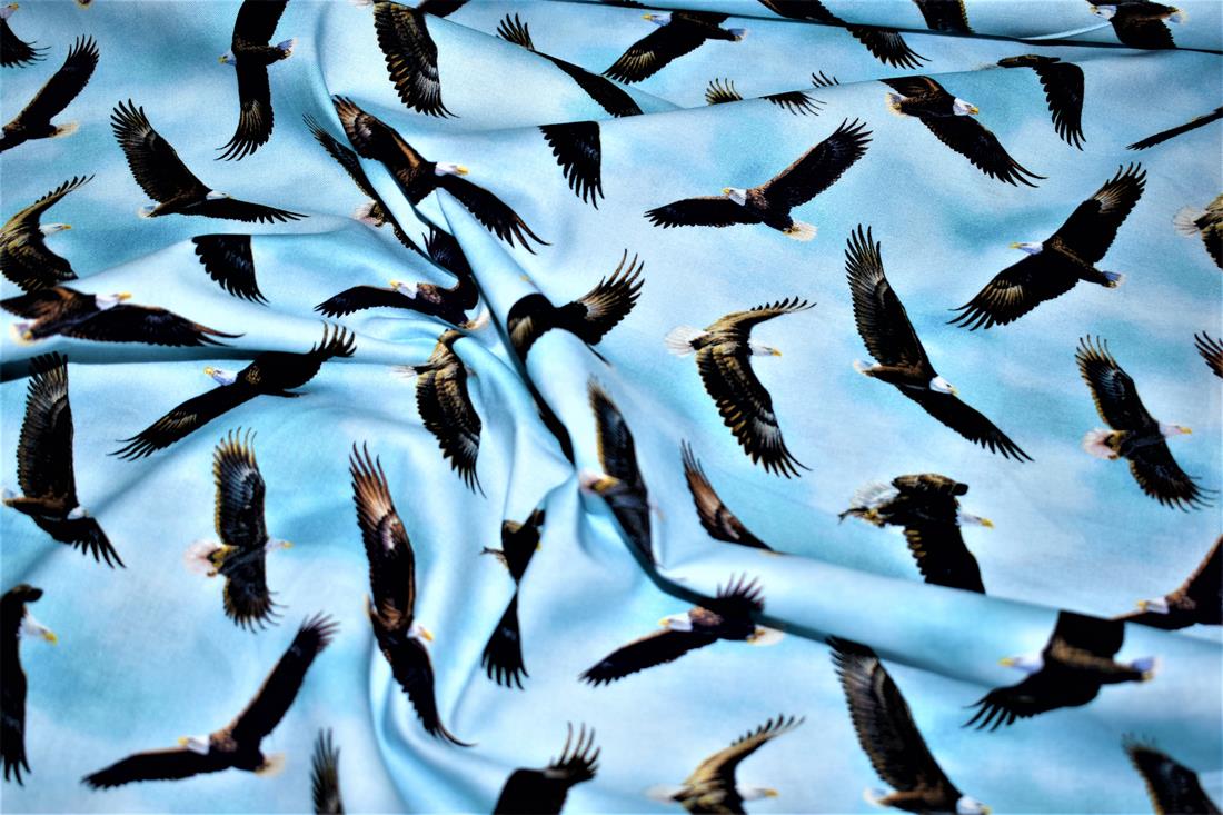 Sky Blue Printed 100% Cotton Fabric