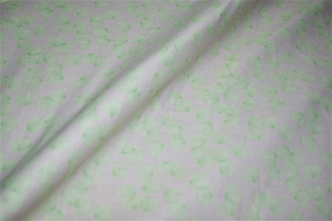 Ivory & Green Printed 100% Cotton Fabric
