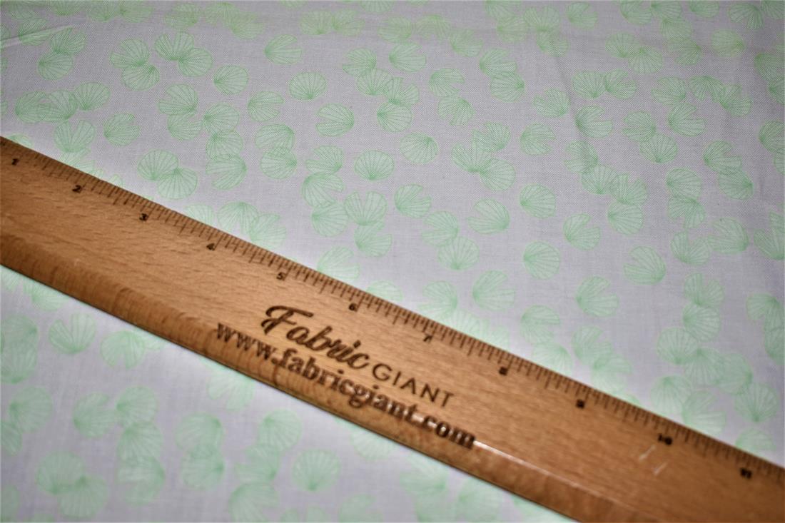 Ivory & Green Printed 100% Cotton Fabric
