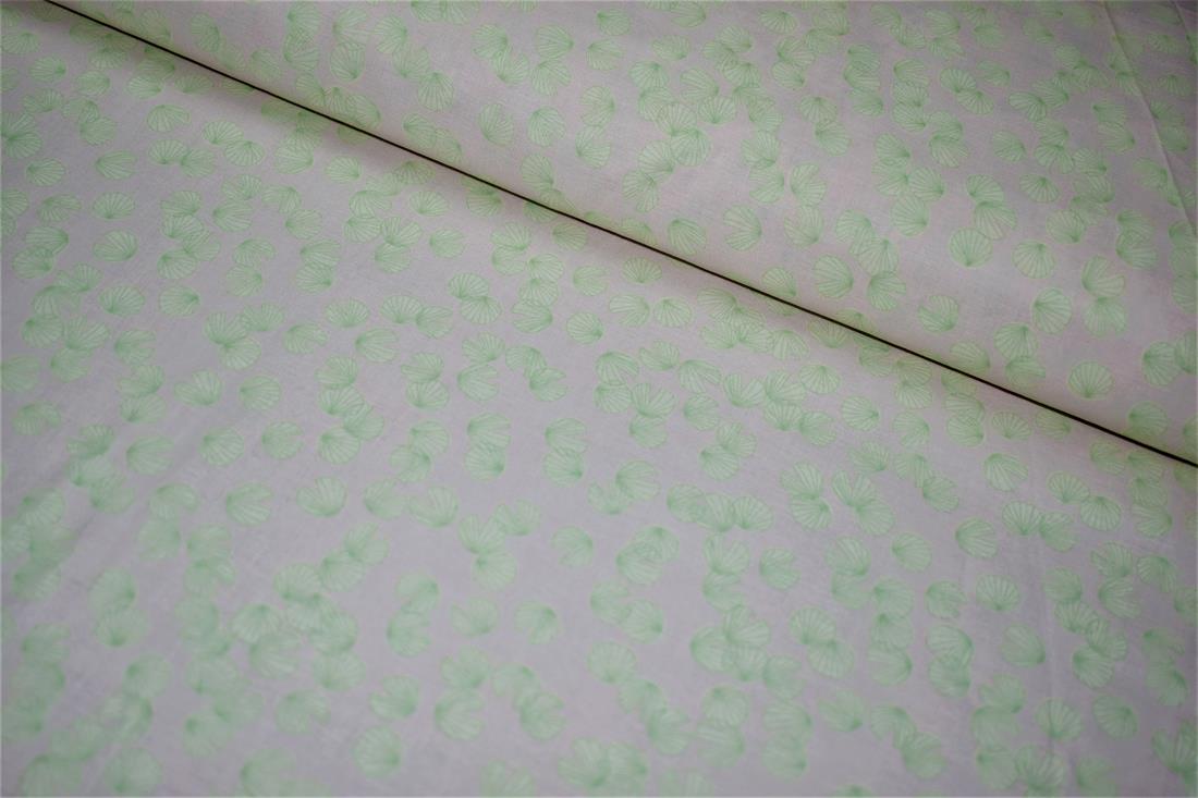 Ivory & Green Printed 100% Cotton Fabric