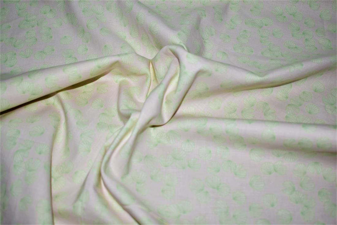 Ivory & Green Printed 100% Cotton Fabric