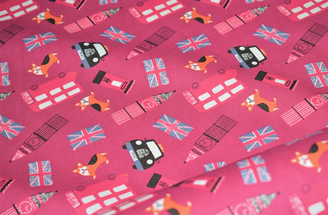 London Icons Printed Paw-Smash Desing 100% Cotton Poplin, Lighting…