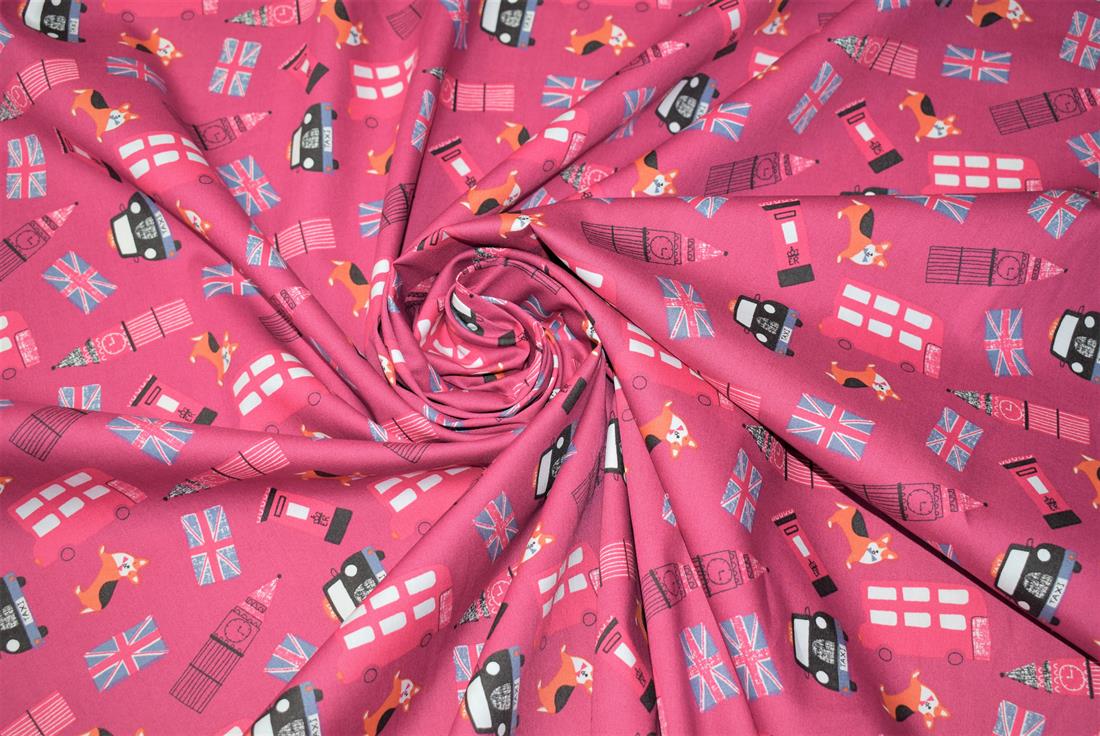 London Icons Printed Paw-Smash Desing 100% Cotton Poplin, Lighting…