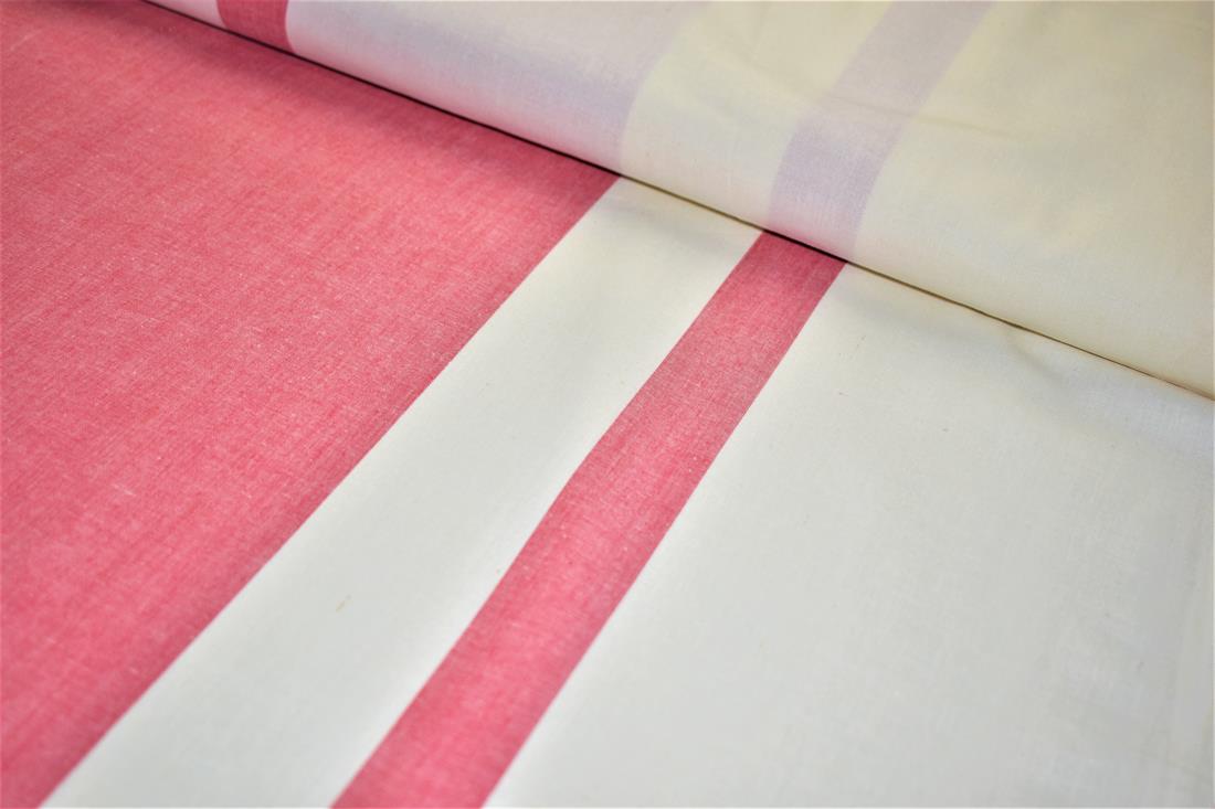 Ivory & Dark Red Printed 100% Cotton Fabric