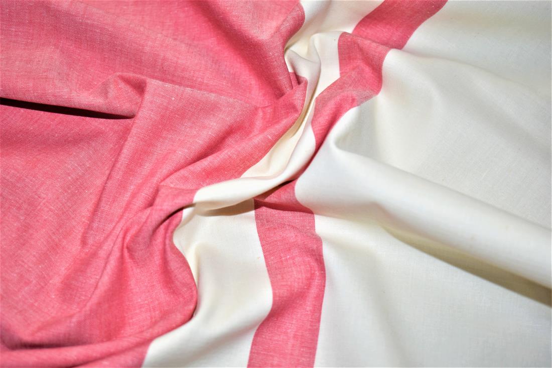 Ivory & Dark Red Printed 100% Cotton Fabric