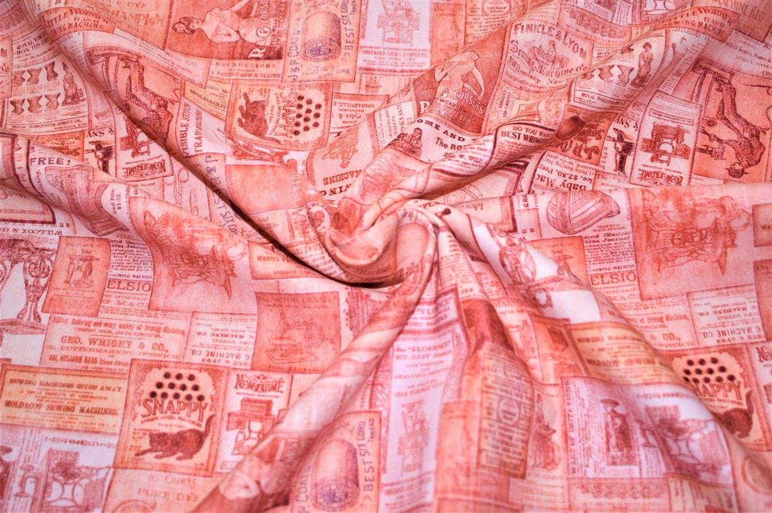 Salmon Printed Cotton Fabric