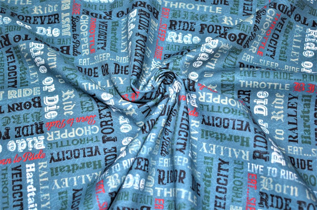 Navy Printed Cotton Fabric