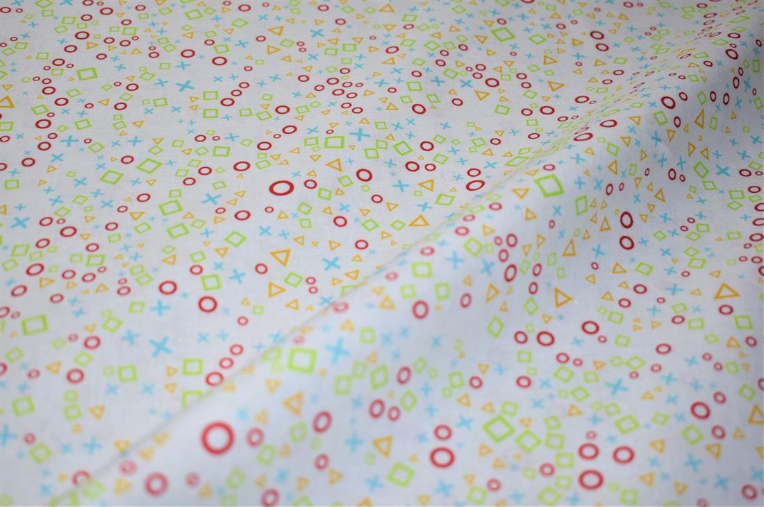 White Printed Crafty 100% Cotton Fabric
