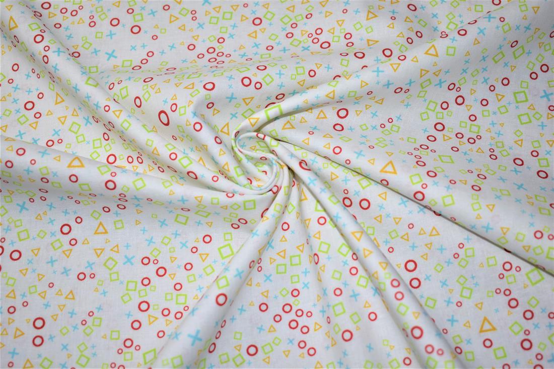 White Printed Crafty 100% Cotton Fabric