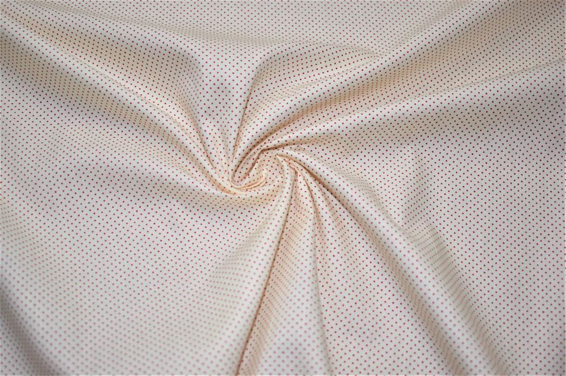 Cream & Red Pin Spots Printed 100% Cotton Poplin Fabric