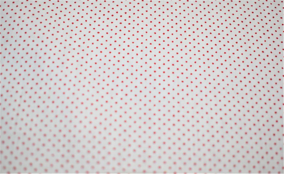 Cream & Red Pin Spots Printed 100% Cotton Poplin Fabric