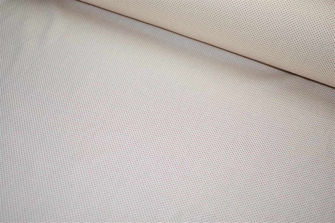 Cream & Red Pin Spots Printed 100% Cotton Poplin Fabric