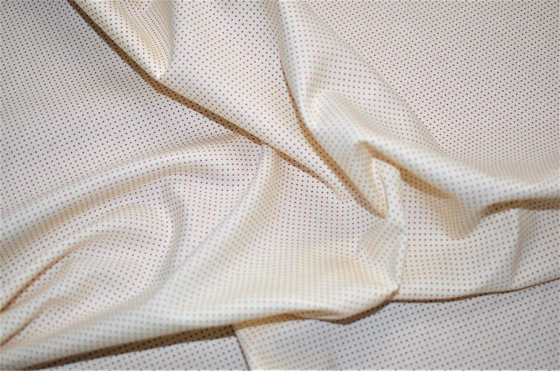 Cream & Red Pin Spots Printed 100% Cotton Poplin Fabric
