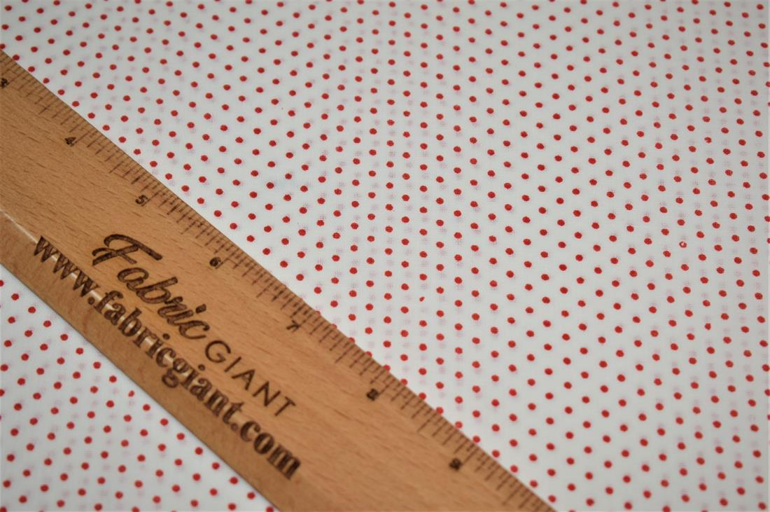 Cream & Red Pin Spots Printed 100% Cotton Poplin Fabric