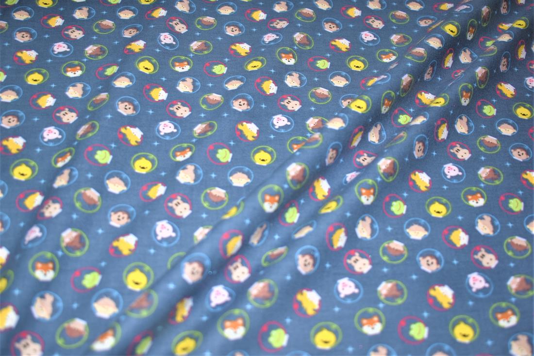 Navy Animal 100% Cotton