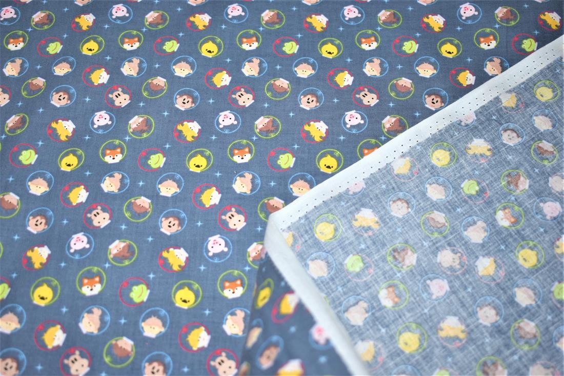 Navy Animal 100% Cotton