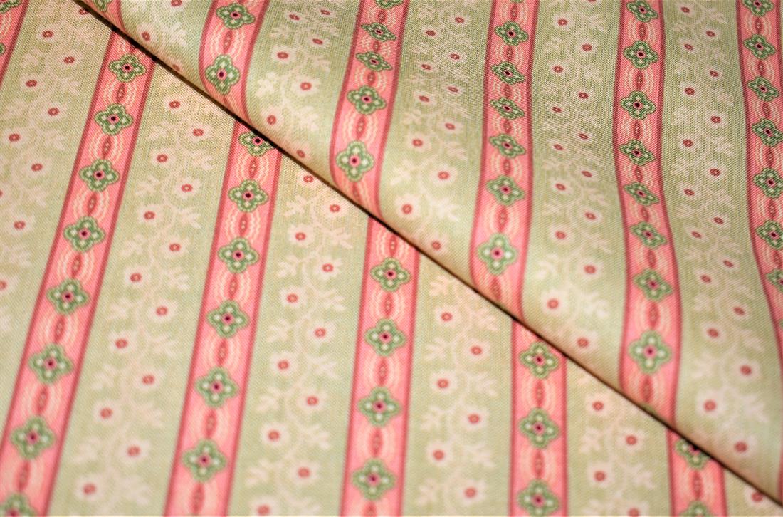Beige & Pink Printed 100% Cotton Fabric
