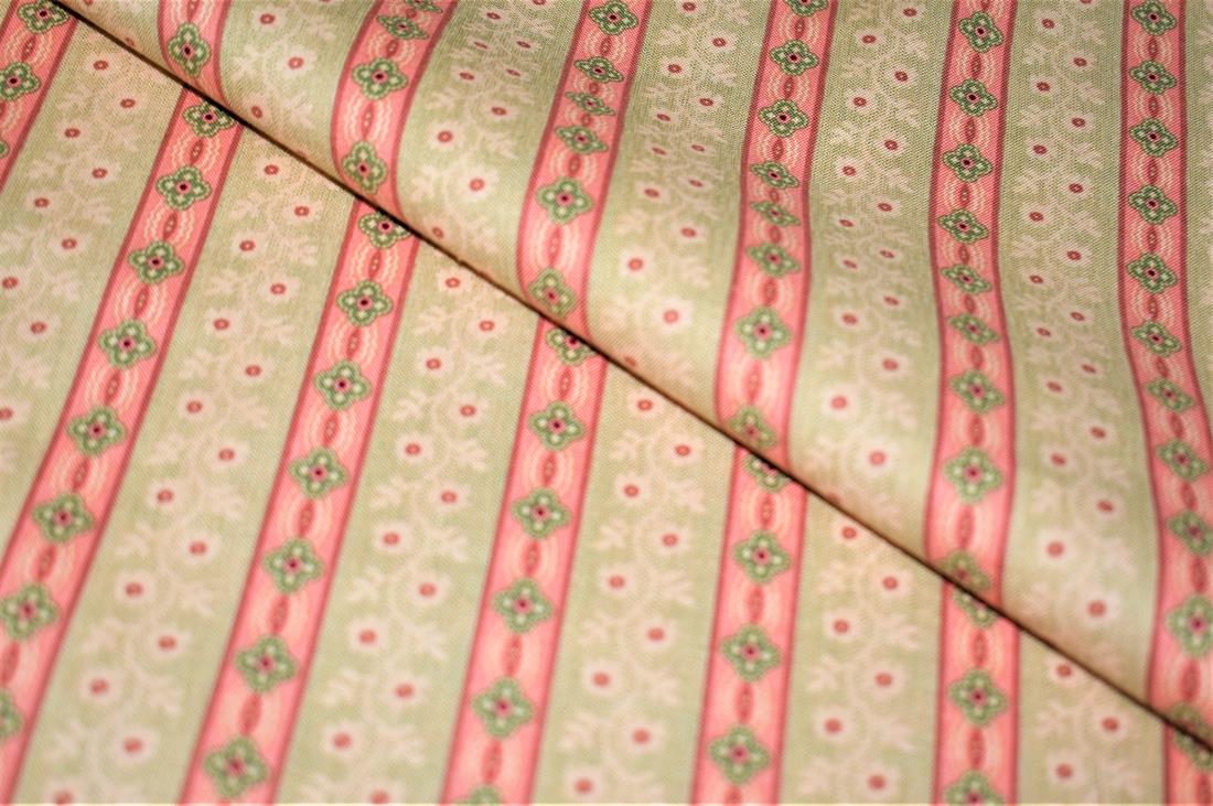 Beige & Pink Printed 100% Cotton Fabric