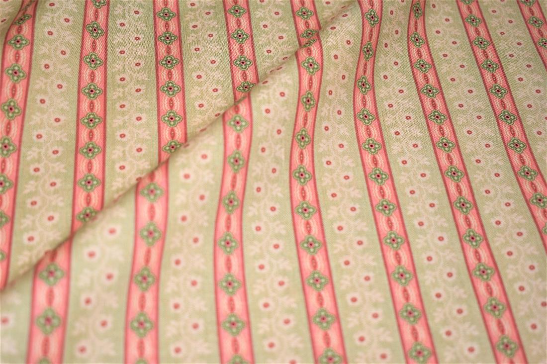 Beige & Pink Printed 100% Cotton Fabric