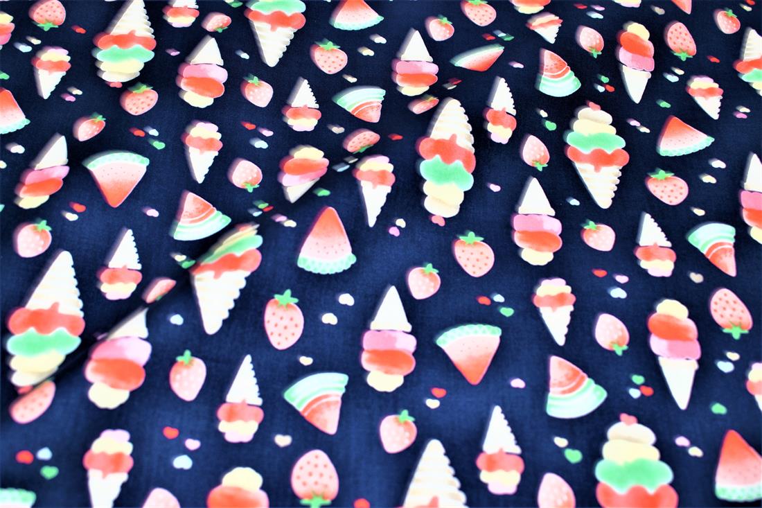 Ice Cream Printed 100% Cotton Poplin Fabric