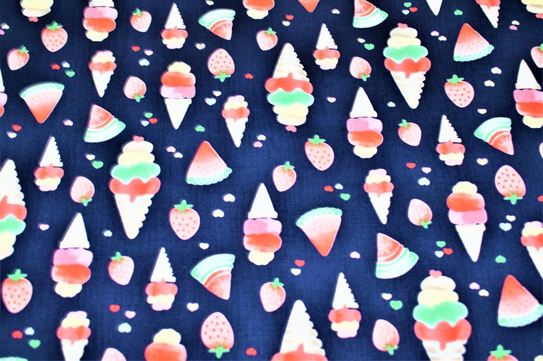 Ice Cream Printed 100% Cotton Poplin Fabric