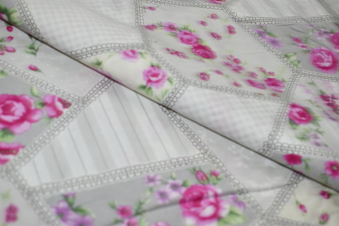 Ivory & Grey Cotton Fabric Poplin
