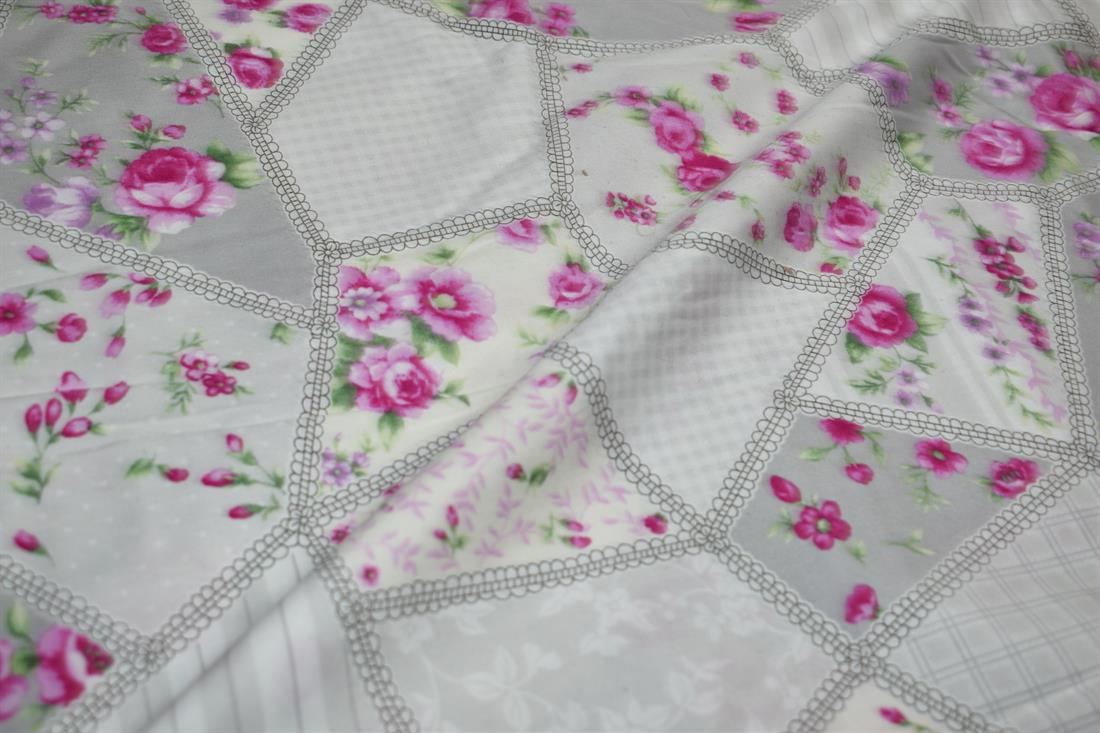 Ivory & Grey Cotton Fabric Poplin