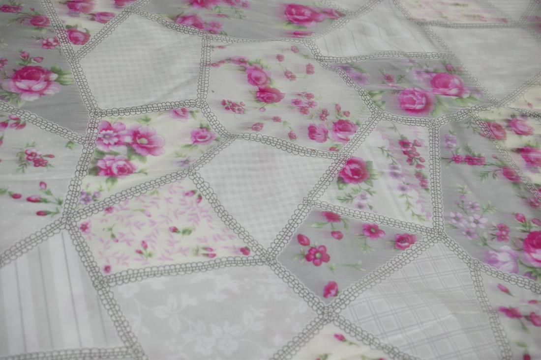 Ivory & Grey Cotton Fabric Poplin