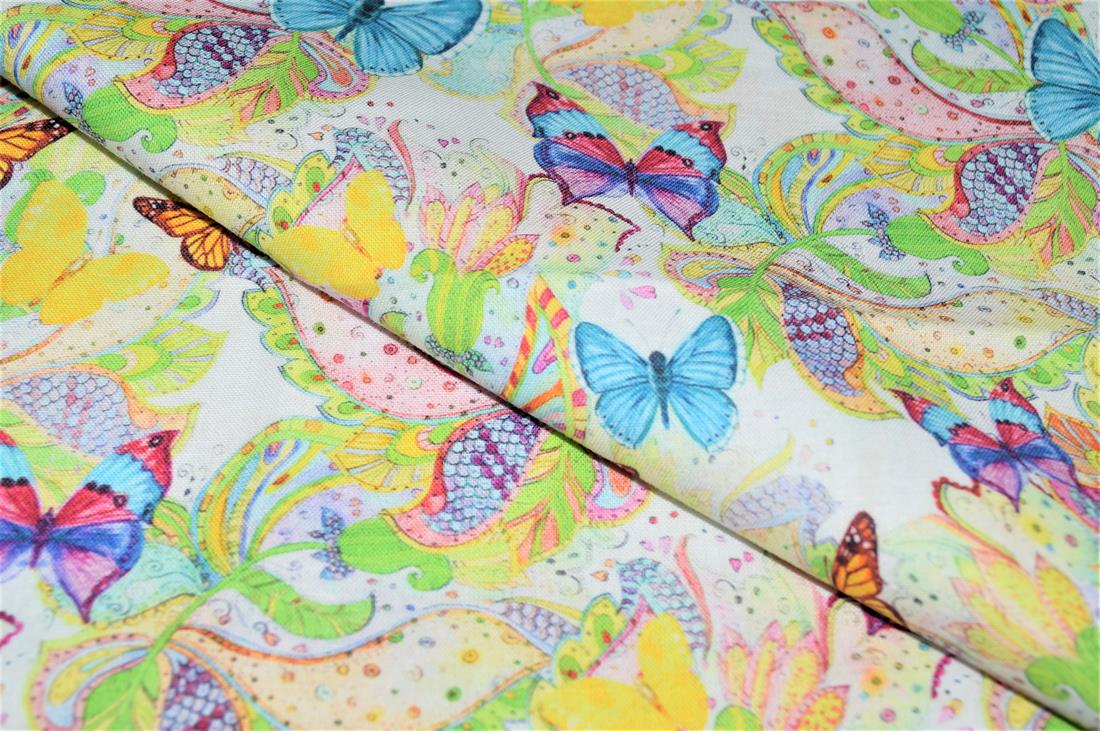 White Butterfly Beauty Printed 100% Cotton Crafty Digitally Fabric