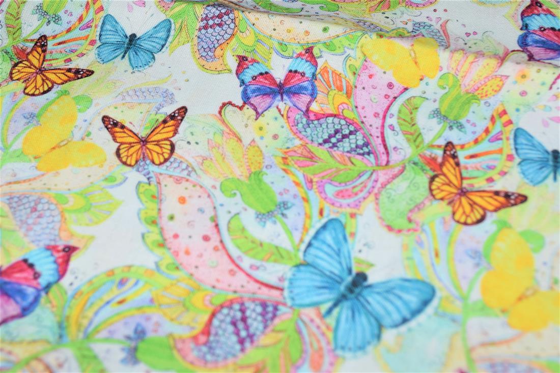 White Butterfly Beauty Printed 100% Cotton Crafty Digitally Fabric