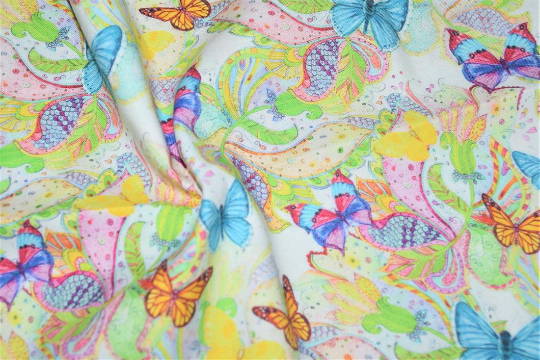 White Butterfly Beauty Printed 100% Cotton Crafty Digitally Fabric