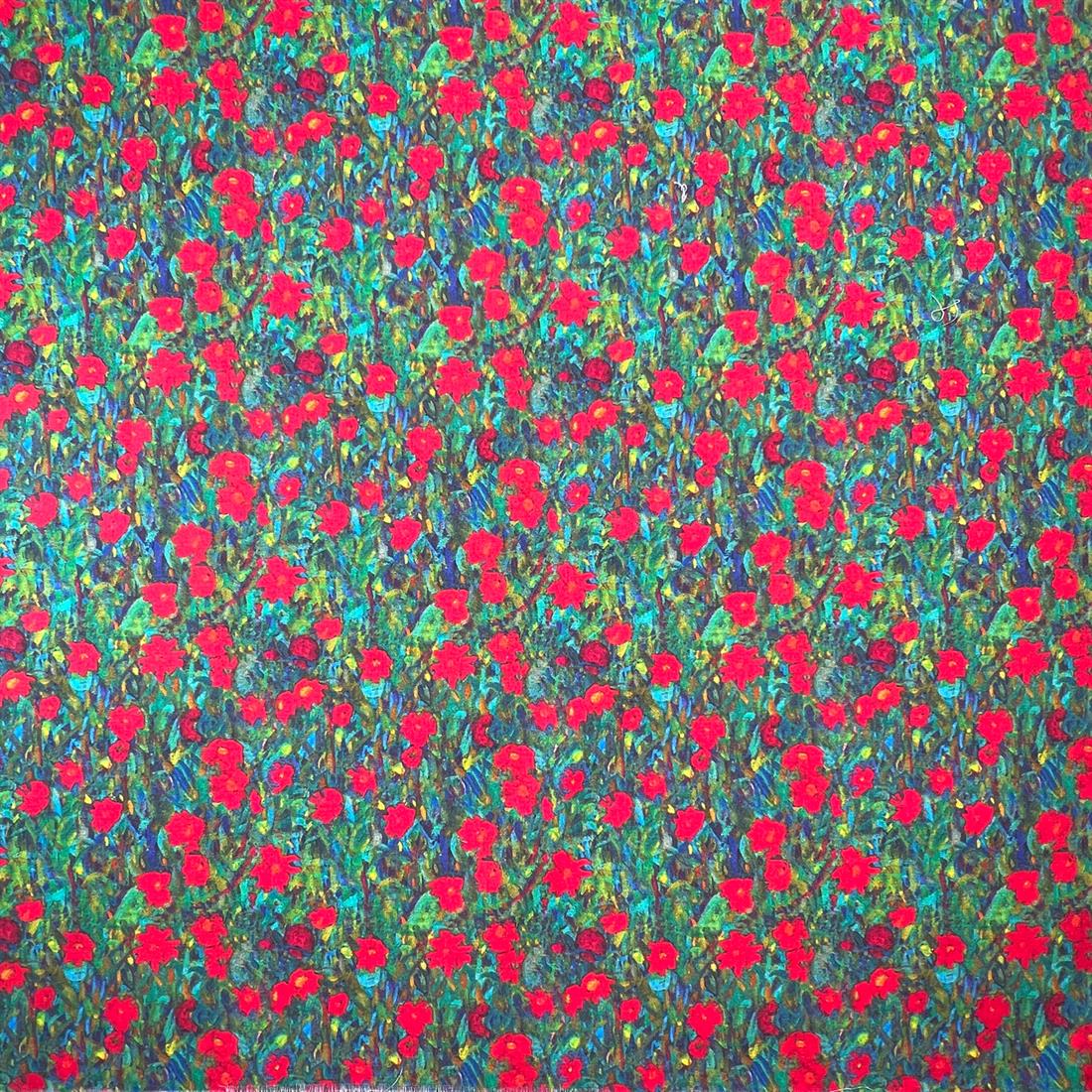 Green Klimt's Farm Flowers Printed 100% Cotton Fabric