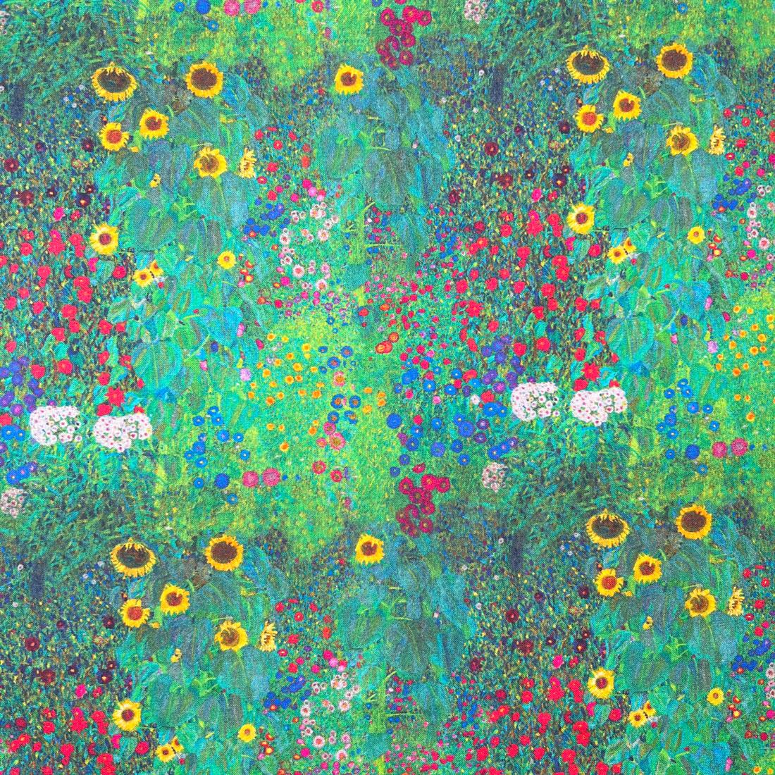 Green Multi Klimt's Farm Garden -Printed 100% Cotton Fabric