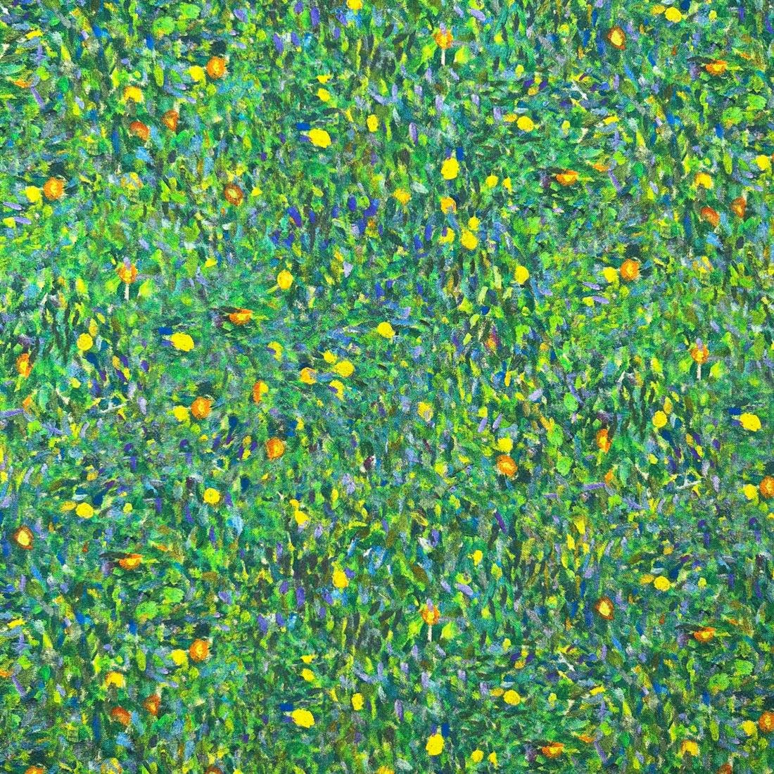 Green Klimt's Pears-Printed 100% Cotton Fabric