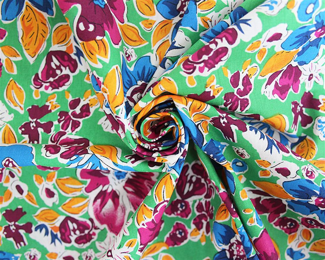 Bright Painted Floral Cotton Poplin