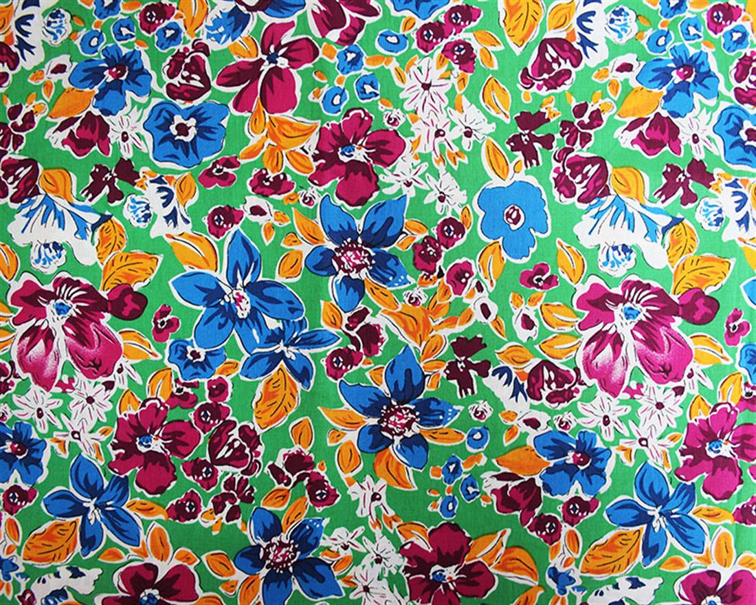 Bright Painted Floral Cotton Poplin