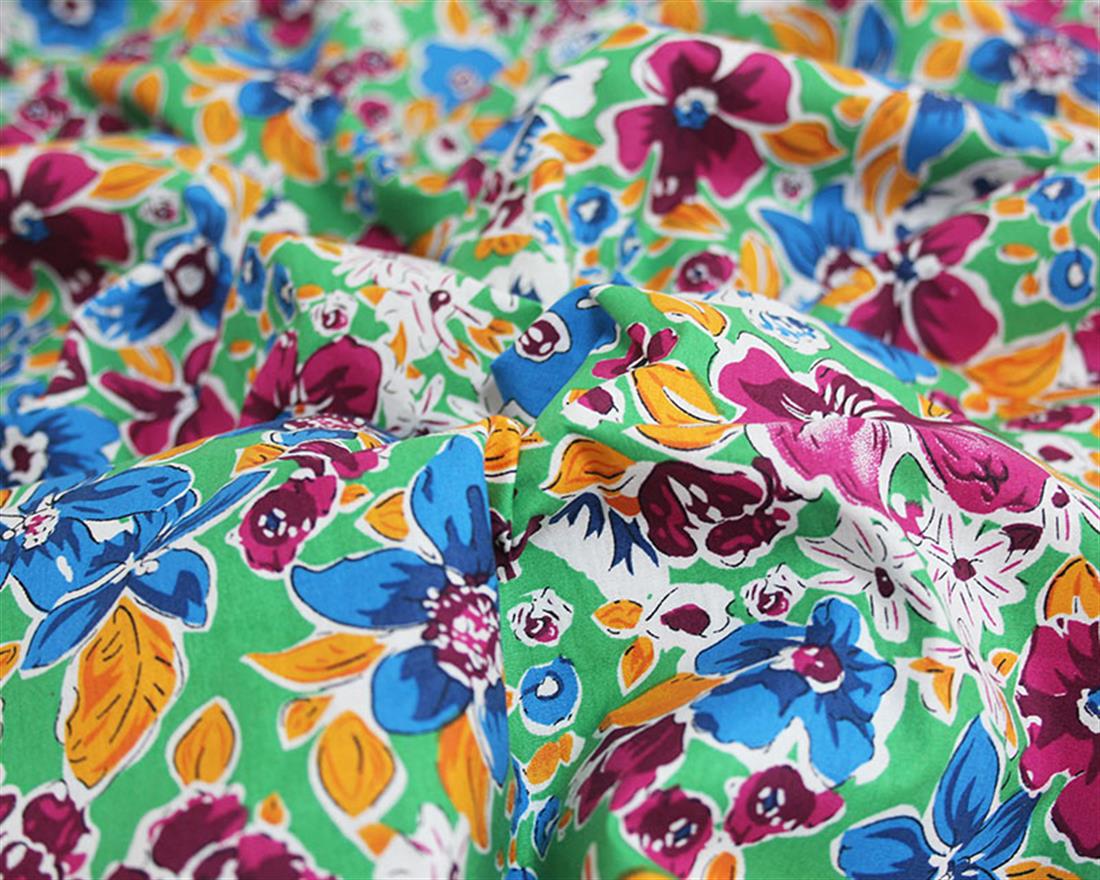 Bright Painted Floral Cotton Poplin