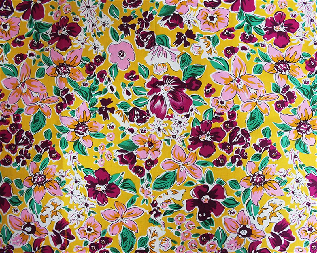 Bright Painted Floral Cotton Poplin