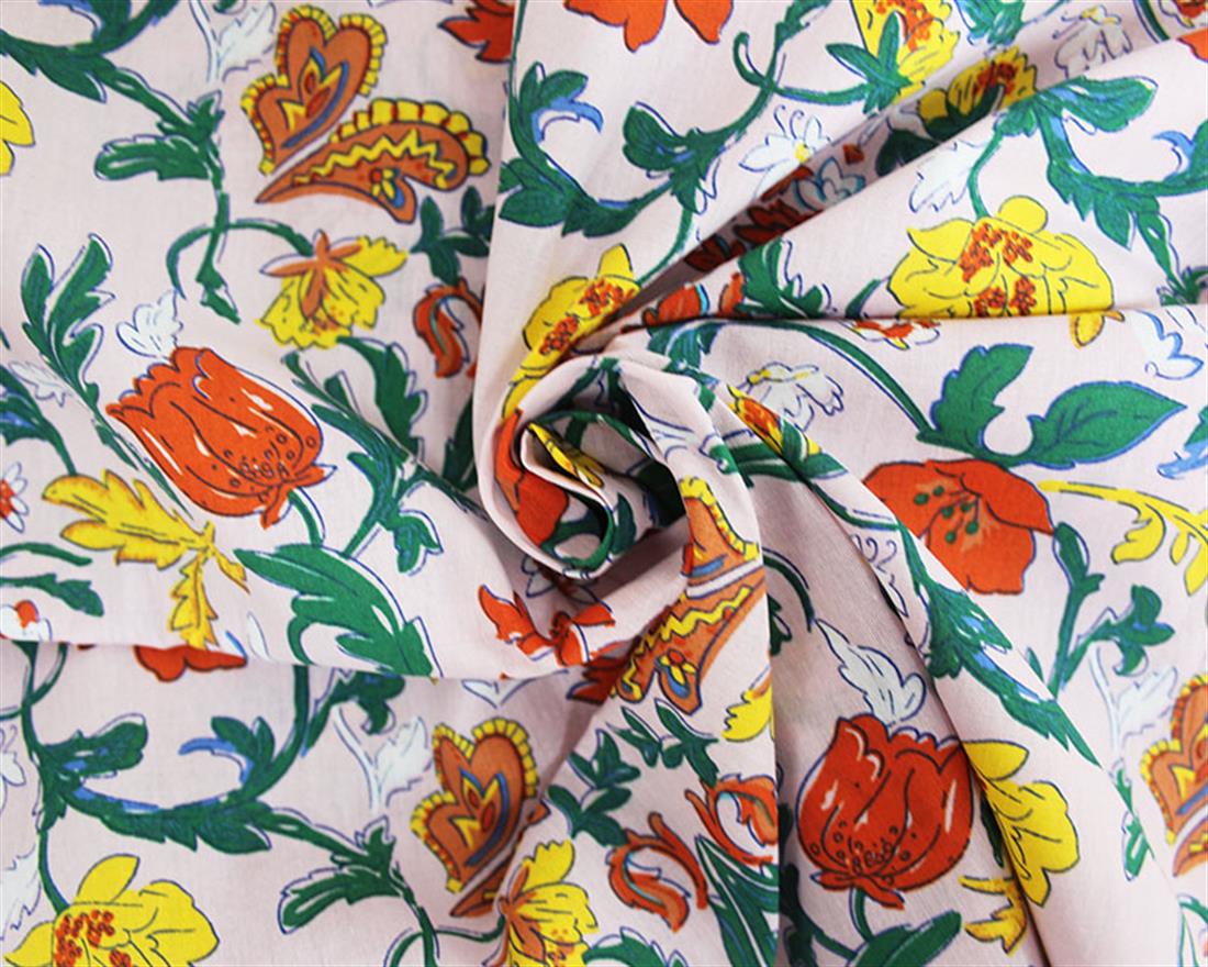 Cream Arts And Crafts Decorative Cotton Poplin