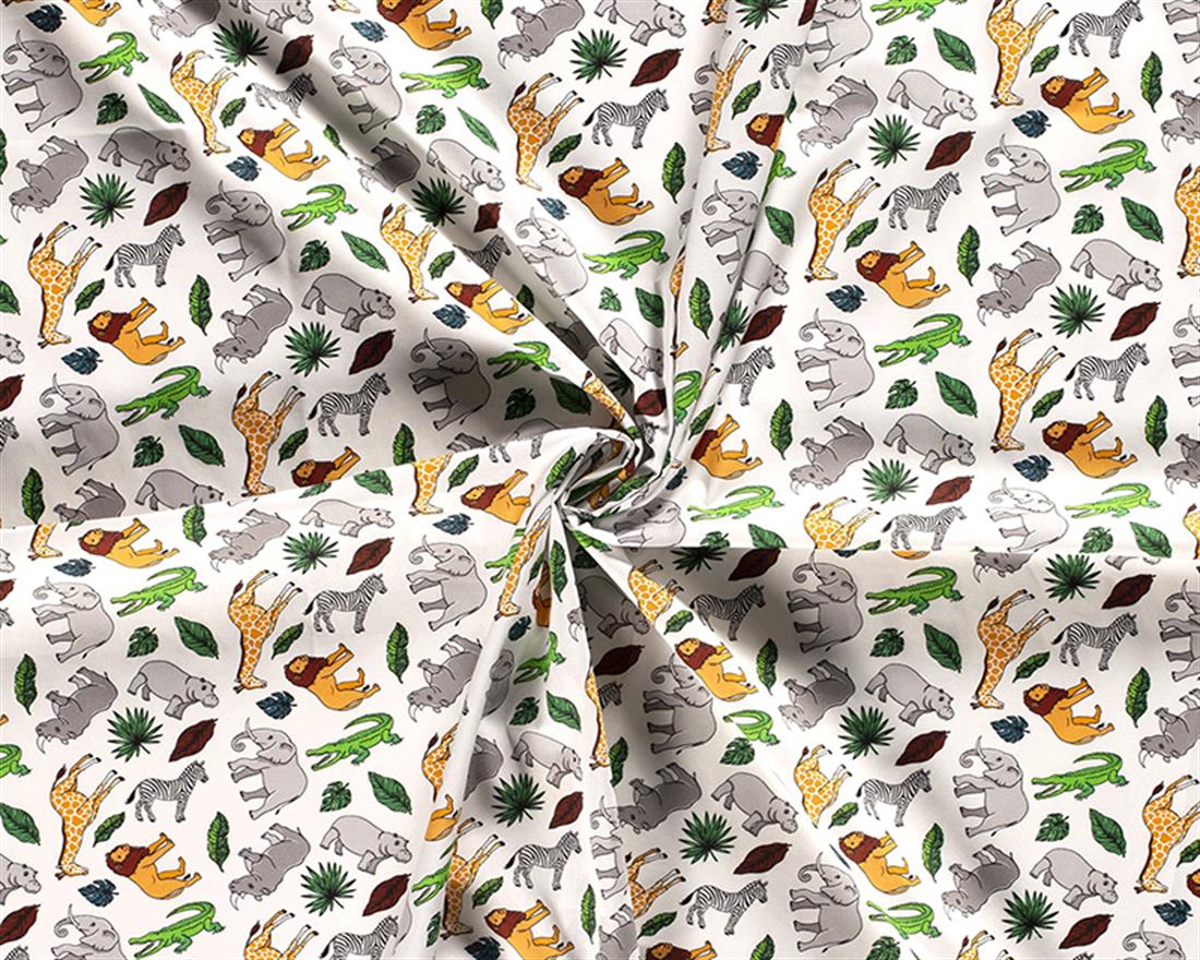 Zoo Animals Cotton Poplin