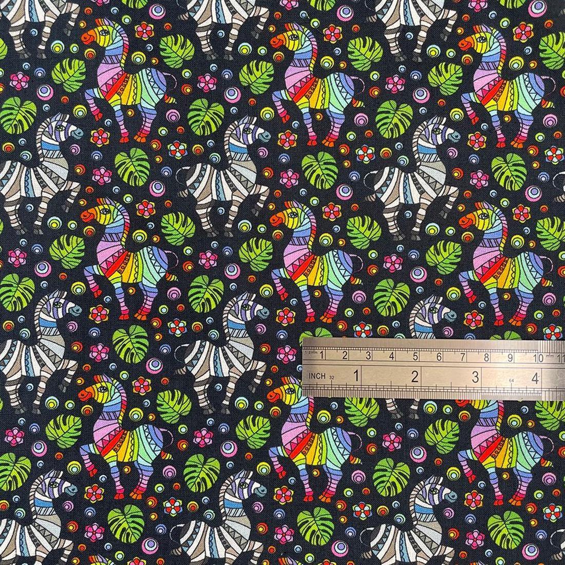 Black Mosaic Zebra Printed 100% Cotton Fabric