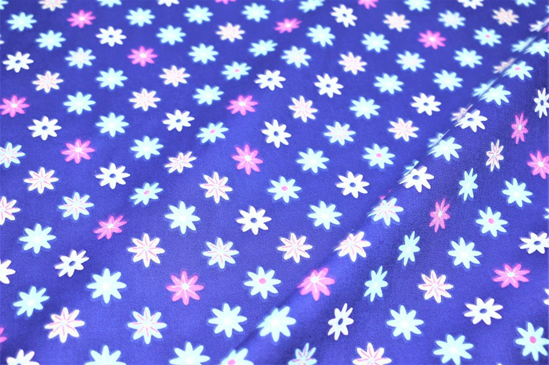 Navy Blue Printed 100% Crafty Cotton Fabirc Clearance