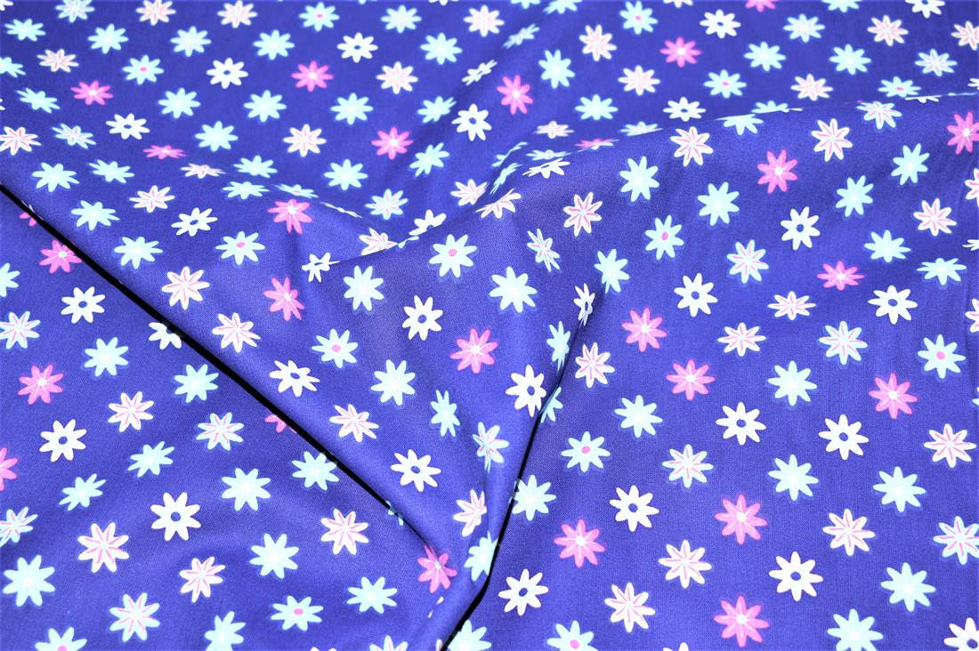 Navy Blue Printed 100% Crafty Cotton Fabirc Clearance