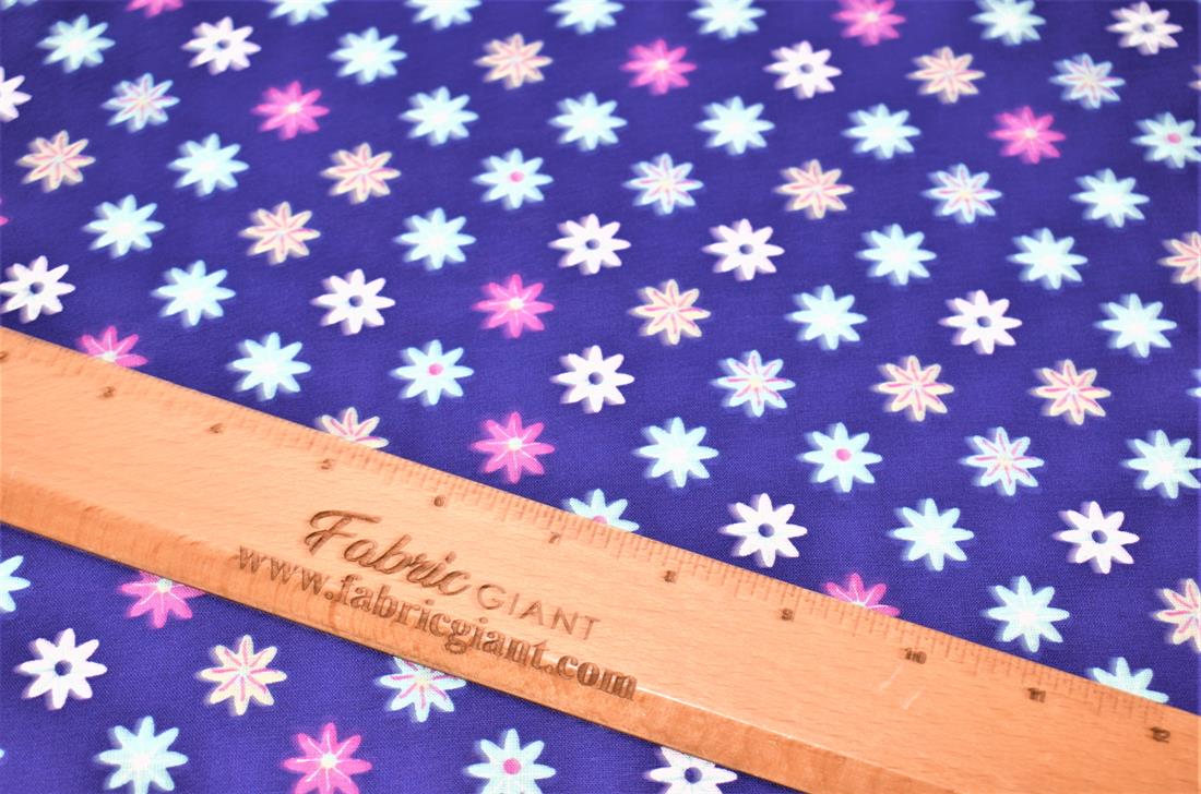 Navy Blue Printed 100% Crafty Cotton Fabirc Clearance