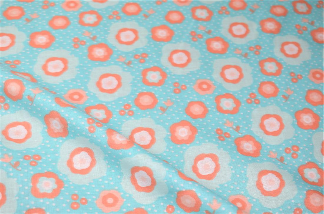 Baby Blue Printed 100% Crafty Cotton Fabirc Clearance