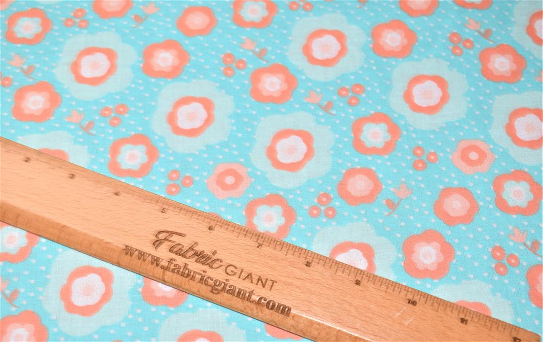 Baby Blue Printed 100% Crafty Cotton Fabirc Clearance