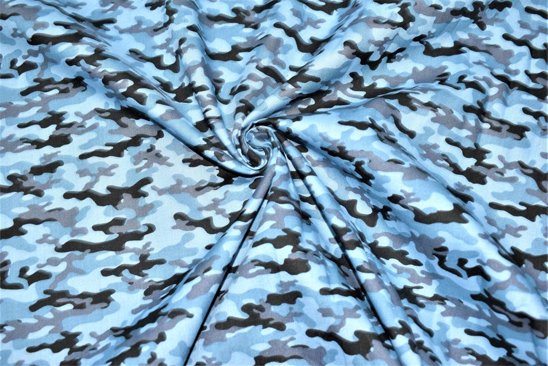 Blue & Black CamouflagePoplin Cotton Fabric